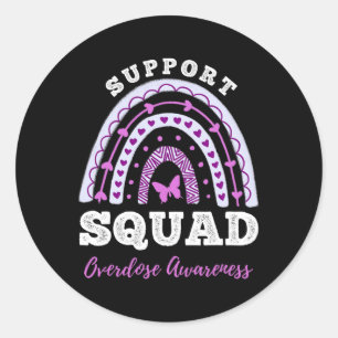Support Squad Overdose Awareness Rainbow  Classic Round Sticker
