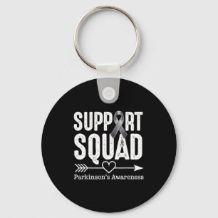 Support squad parkinsons awareness grey ribbon keychain