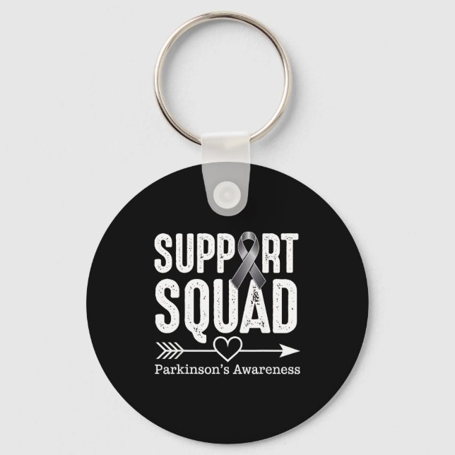 Support squad parkinsons awareness grey ribbon keychain (Front)