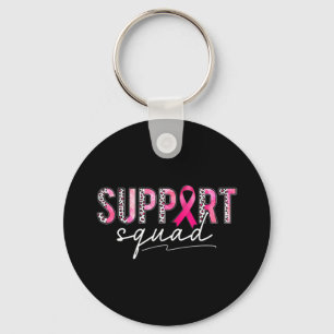Support Squad Pink Leopard Ribbon Breast Cancer Aw Keychain