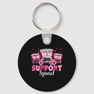Support Squad Pink Leopard School Bus Driver Breas Keychain