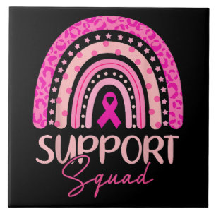 Support Squad Pink Rainbow Breast Cancer Awareness Tile