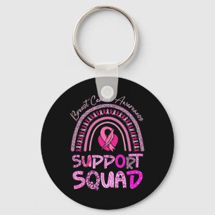 Support Squad Pink Rainbow Leopard Breast Cancer A Keychain