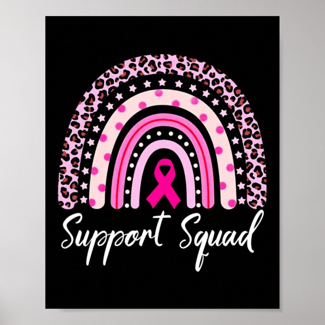 Support Squad Pink Rainbow Leopard Breast Cancer A Poster (Front)