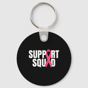 Support Squad Pink Ribbon Breast Cancer Awareness Keychain