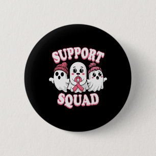 Support Squad Pink Ribbon Ghost Breast Cancer Awar 2 Inch Round Button