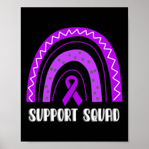Support Squad Purple Rainbow Fibromyalgia Awarenes Poster