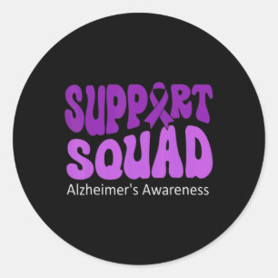 Support Squad Purple Ribbon Brain Alzheimerheimer Classic Round Sticker