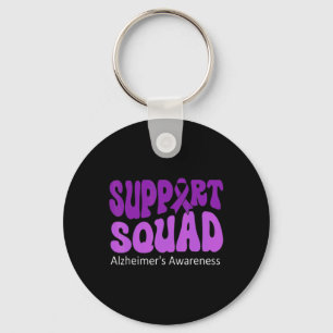 Support Squad Purple Ribbon Brain Alzheimerheimer Keychain