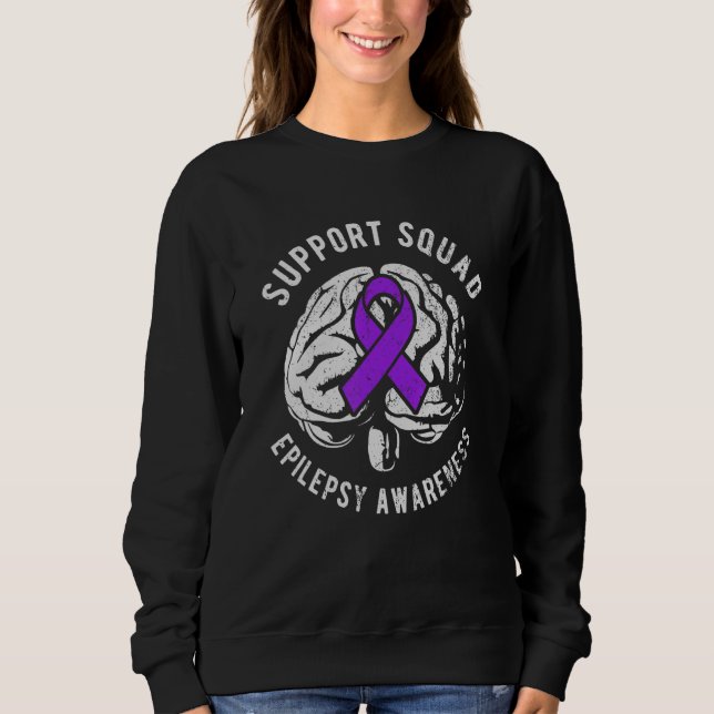 Support Squad - Purple ribbon for epilepsy awarene Sweatshirt (Front)