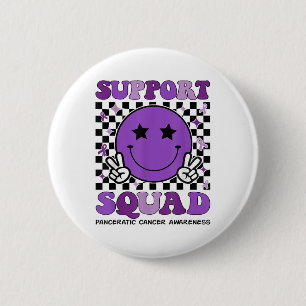 Support Squad Purple Ribbon Pancreatic Cancer Awar 2 Inch Round Button