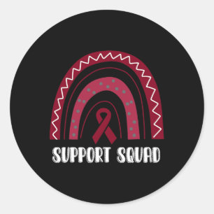 Support Squad Rainbow Burgundy Brain Aneurysm Awar Classic Round Sticker