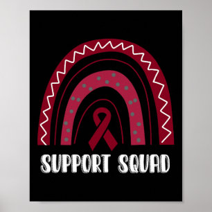 Support Squad Rainbow Burgundy Brain Aneurysm Awar Poster