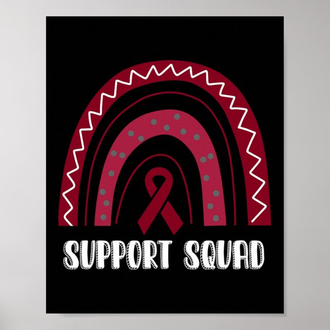 Support Squad Rainbow Burgundy Brain Aneurysm Awar Poster (Front)
