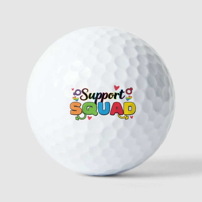 Support Squad - Rainbow Hearts Pride Ally Golf Balls (Front)