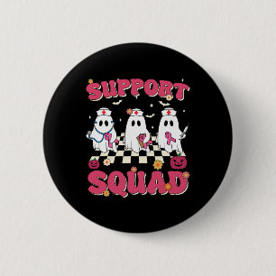 Support Squad Retro Groovy Nurse Breast Cancer Awa 2 Inch Round Button