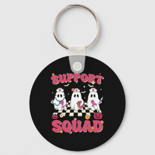 Support Squad Retro Groovy Nurse Breast Cancer Awa Keychain