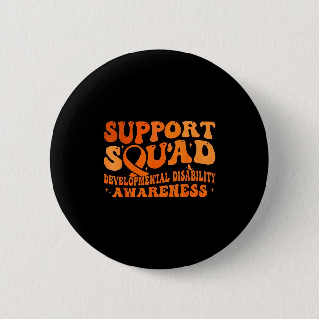 Support squad ribbon developmental disability 2 inch round button (Front)