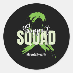 Support Squad Ribbon Mental Health Awareness Classic Round Sticker