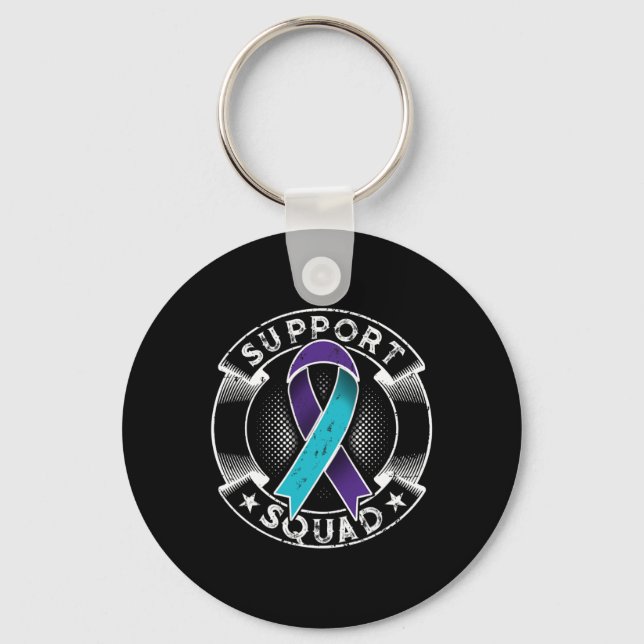 Support Squad Ribbon Suicide Prevention Awareness  Keychain (Front)