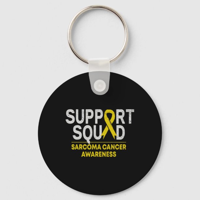 Support Squad Sarcoma Cancer Awareness Yellow Ribb Keychain (Front)
