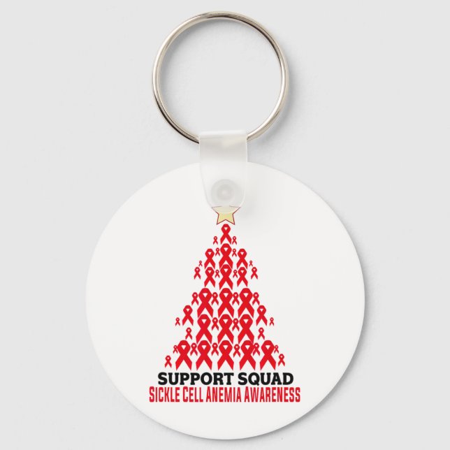 Support Squad Sickle Cell Anemia Awareness Tree Ri Keychain (Front)