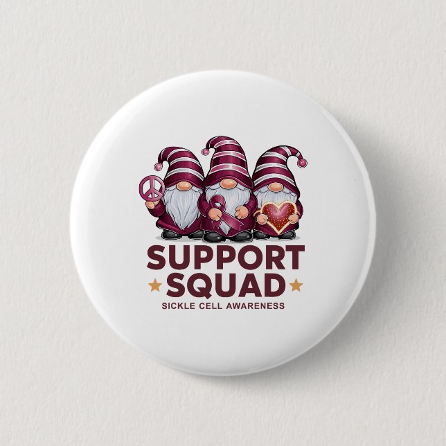 Support Squad Sickle Cell Awareness Month Gnomes S 2 Inch Round Button (Front)