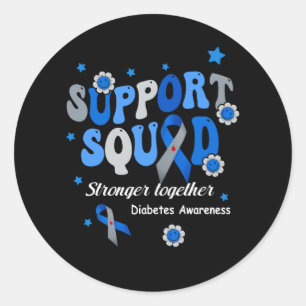 Support Squad Strong Together Blue Ribbon Diabetes Classic Round Sticker