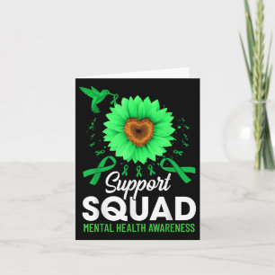 Support Squad Sunflower Green Ribbon Mental Health Card