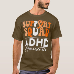 Support Squad Sunflower Hair Butterfly ADHD Awaren T-Shirt