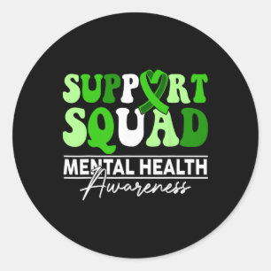 Support Squad Sunflower Hair Mental Health Awarene Classic Round Sticker