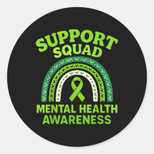 Support Squad Sunflower Hair Mental Health Awarene Classic Round Sticker