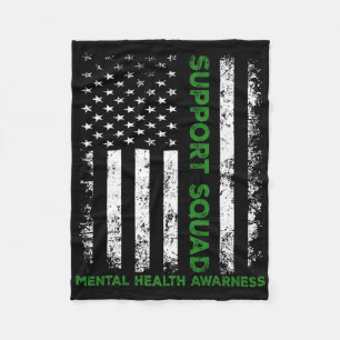 Support Squad Sunflower Hair Mental Health Awarene Fleece Blanket