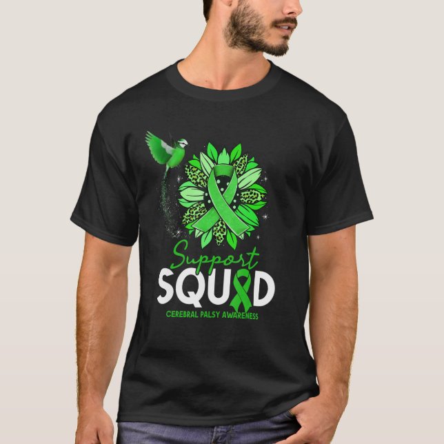Support Squad Sunflower Hummingbird Cerebral Palsy T-Shirt (Front)
