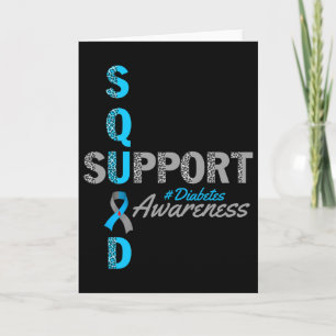 Support Squad T1d T2d Diabetes Grey Blue Ribbon Card