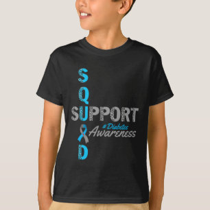 support squad t1d t2d diabetes grey blue ribbon  T-Shirt