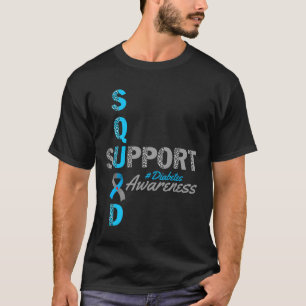 Support Squad T1d T2d Diabetes Grey Blue Ribbon T-Shirt