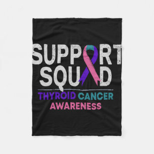 Support Squad Thyroid Cancer Awareness Month Ribbo Fleece Blanket