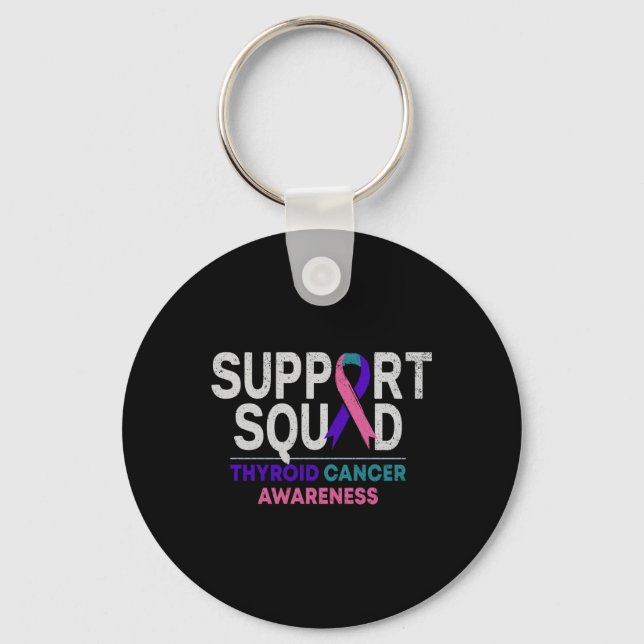 Support Squad Thyroid Cancer Awareness Month Ribbo Keychain (Front)