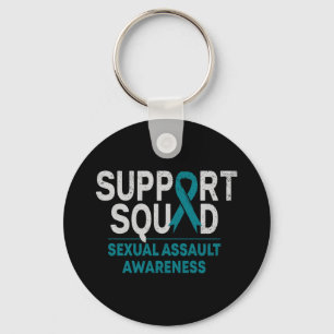 Support Squad Ual Ault Awareness Month Teal Ribbon Keychain