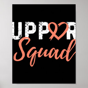 Support Squad Uterine Cancer Love Heart Peach Ribb Poster