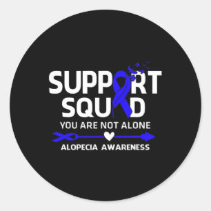 Support Squad Warrior Alopecia Awareness Feather  Classic Round Sticker