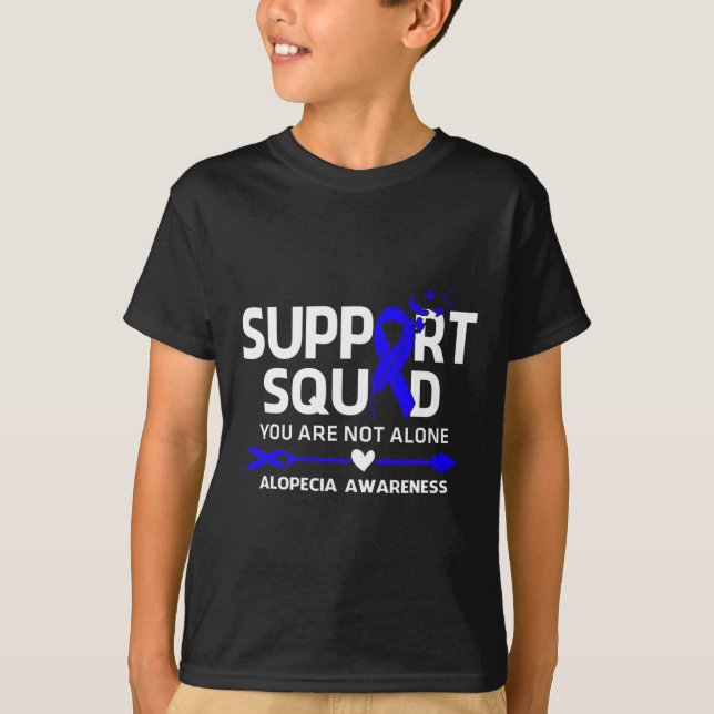 Support Squad Warrior Alopecia Awareness Feather  T-Shirt (Front)