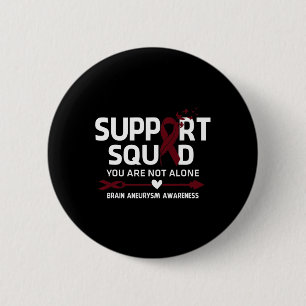 Support Squad Warrior Brain Aneurysm Awareness Fea 2 Inch Round Button