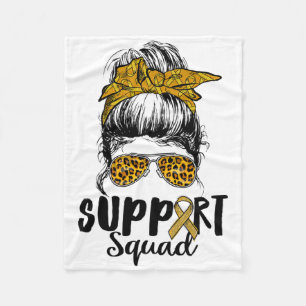 Support Squad Women Leopard Messy Bun Rsd And Crps Fleece Blanket