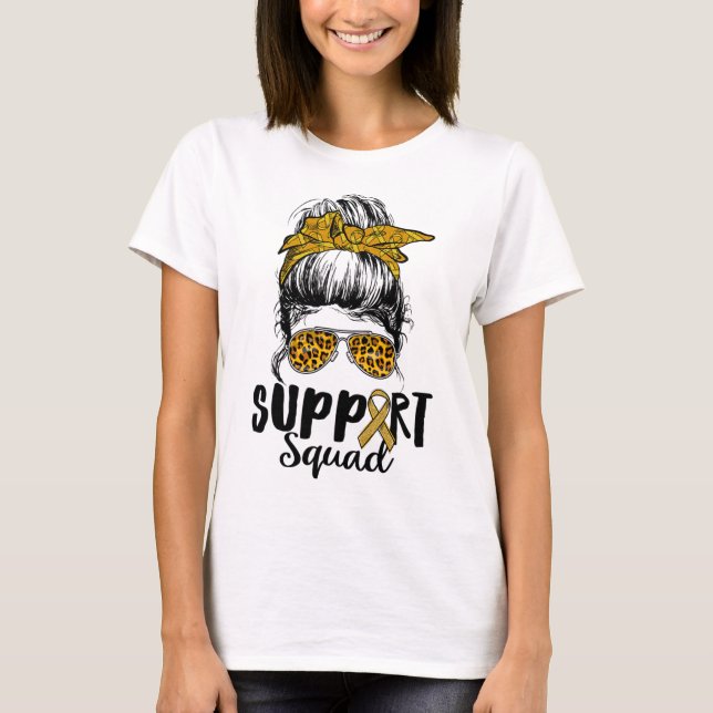 Support Squad Women Leopard Messy Bun Rsd And Crps T-Shirt (Front)