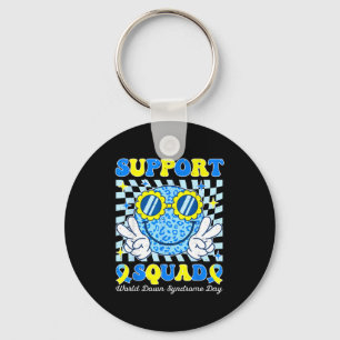 Support squad world down syndrome awareness kids keychain