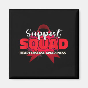 Support Squads Red Chd Ribbon Heart Disease Awaren Magnet