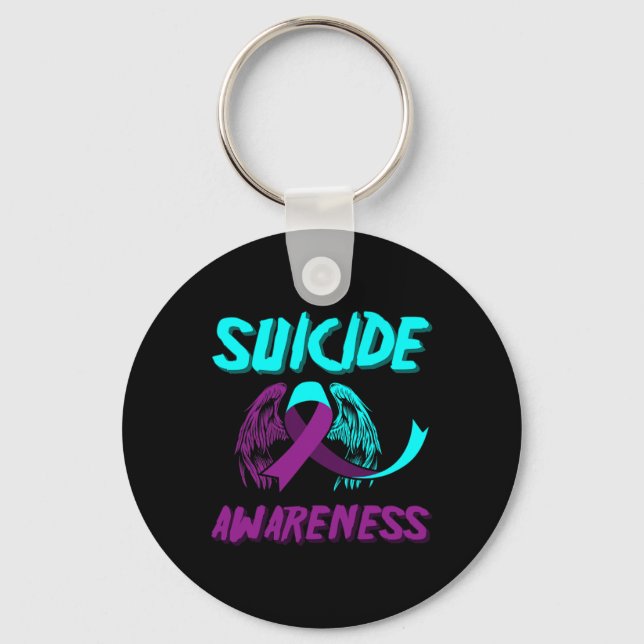 Support Suicide Awareness Wings Suicide Prevention Keychain (Front)