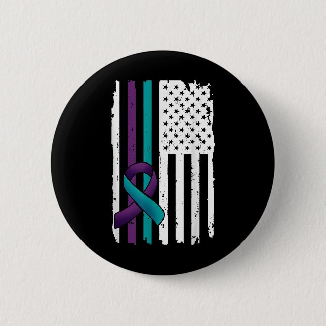 Support Suicide Prevention Awareness American Flag 2 Inch Round Button (Front)